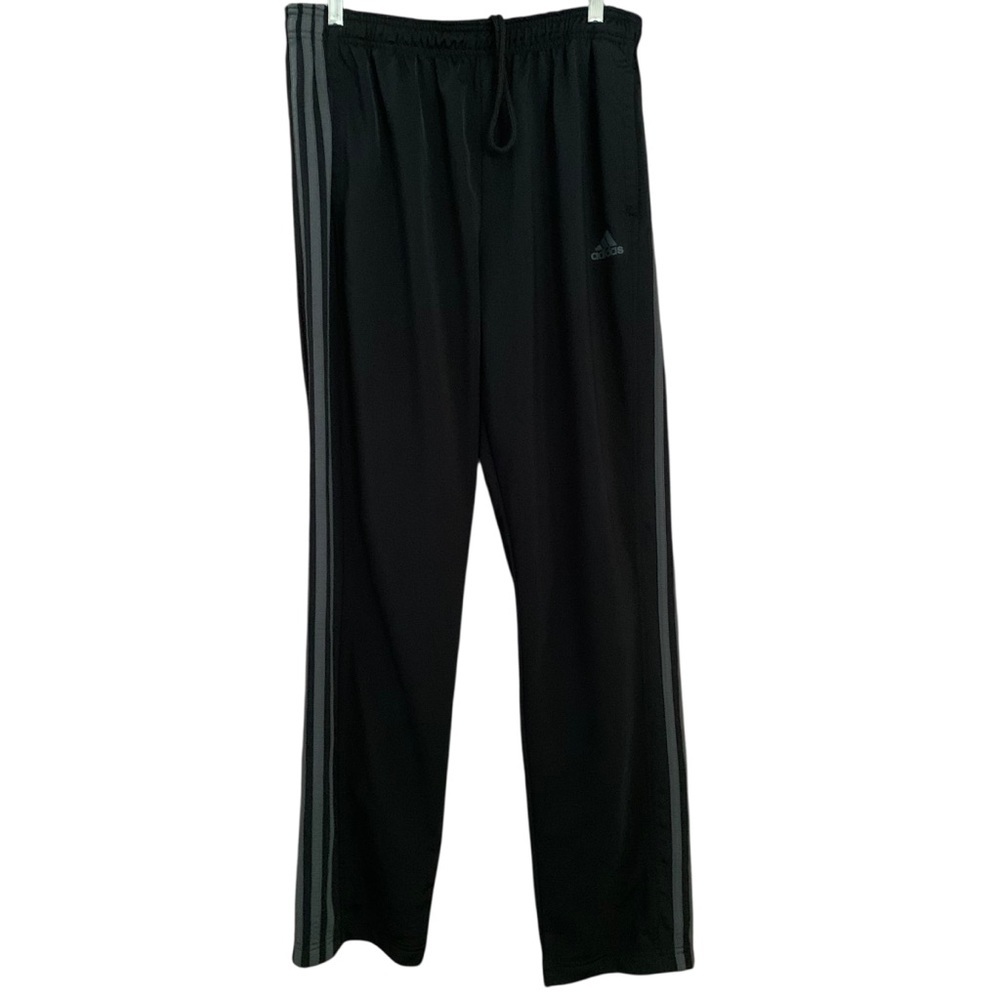 Adidas Black Gray 3 Stripe Pull On Warm Up Track Pants Ankle Zip Sz XL - Picture 3 of 10